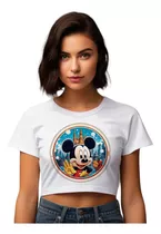 Camiseta Cropped Bco Mickey Mouse Mundo Disney