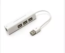 Placa Rede Usb Externa Rj45 Lan Ethernet 10/100 + Hub Usb