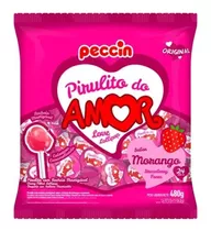 Pacote Pirulito Morango Do Amor 480g C/24 Unids - Peccin