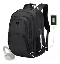 Bolsa Mochila Impermeável Notebook Entrada Usb Cor Preto