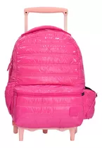 Mochila C/carro Influencer Nylon 3 Ruedas Tractor Escolar Color Fucsia