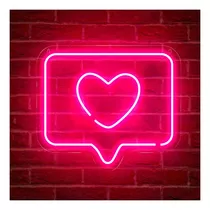 Painel Neon Led Like Instagram Iluminação Rosa 30cm