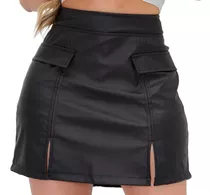 Short Saia Feminina Curta Couro Ecologico Fake Shortinho