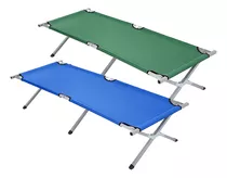 Catre Plegable De Lona Y Aluminio Vr-2275 Color Verde O Azul