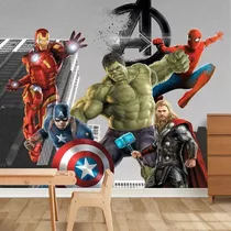 Papel Adesivo Quarto Menino Avengers Vingadores 2,00 X 1,00 Cor Papel De Parede Infantil Jovens Vingadores