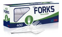 400 Tenedores De Plástico Blanco Extra Pesado, Cubiert...