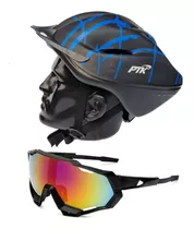 Capacete Ciclista Bike  C/ Regulagem + Oculos Espelhado