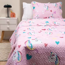 Cubrecama Cobertor Quilt Niña + Funda Almohada 1,5 Plaza Casatua