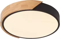 Luminaria Plafon Led Diám 30cm Metal Y Madera Varios Colores