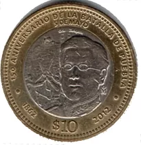 Moneda De 10 Pesos Conmemorativa Del 5 De Mayo De 1862