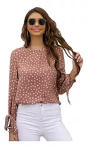 Blusa Dama Floral Con Puño De Nudo.