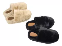 Pantuflas Mujer Pelo Sintético Simil Conejo Super Suave