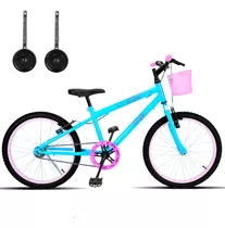 Bicicleta Infantil Aro 20 Com Cestinha E Rodinhas