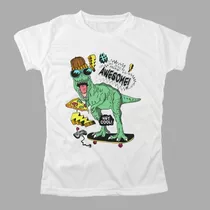 Remera Niños Dino Pizza Manga Corta Talles 4 Al 16