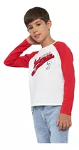 Polera Niño Ml Raglan College Rojo Corona