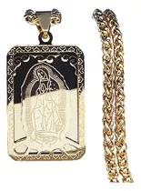 Medalla Collar Virgen De Guadalupe Color Oro Dorada Cadena Dije Acero Inoxidable Premium Colgante Religioso Católico Virgen Maria Nuestra Señora Virgencita De Gpe Regalo Hombre Mujer