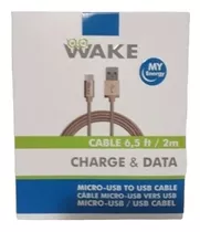 Cable Wake Orig Micro Usb 2 Mts Dorado Metalico 