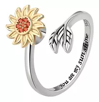 Anillo Girasol Giratorio Antiestrés Ajustable Mujer Niña