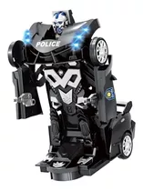 Brinquedo Infantil Carrinho Luz E Som Polícia Que Vira Robô