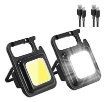 Pack 2 Linternas Llavero Led Cob Gancho Iman Recargable