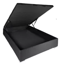 Cama Box 2 Plazas Baúl Sommier Base Guarda Ropa Compramas Color Negro