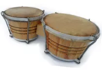 Bongo Profesional Madera De Cedro Y Pino Natural Percusión