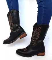 Botas Sam123 Mujer Talles 37 Al 39 Modelo Texana Negra