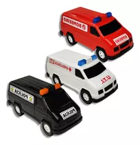 Carrinhos Policia Ambulancia Bombeiro Plastico Carro Van