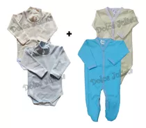 Combo 4 Prendas Bebe ALG 2 Pijama Enterito + 2 Body Polera