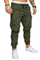 Pantalon Cargo Hombre Gabardina Elastizada Jogger Bolsillos