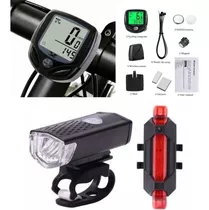 Kit Acessórios De Iluminação Para Bike + Velocimetro Sem Fio