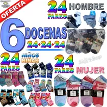 6 Docenas 24 Pares Medias Hombre+24 De Mujer+24 De Niños/as