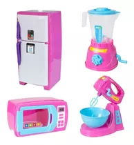 Kit Cozinha Infantil Completa C/ Geladeira + Micro-ondas