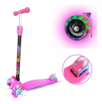 Patinete Infantil Menina Luzes De Led Rolamento Abec 7 