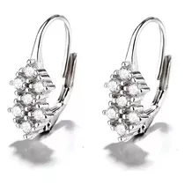 Pendientes Caravanas Aro Zirconia Cubica Plata 925