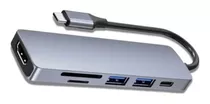 Hub Adaptador Usb Tipo C 6 Em 1 Com Hdmi Compatível Macbook