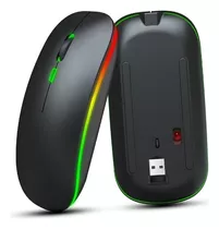 Mouse Sem Fio Recarregável Elegante Click Silencioso Led Rgb