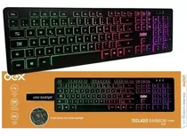 Teclado Gamer Oex Action Anti-ghosting Rainbow Flat Led Rgb Idioma Português Brasil Cor De Teclado Preto