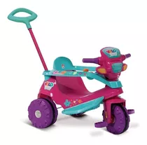 Triciclo Infantil Bandeirante Velobaby Passeio E Pedal Cor Rosa/verde-piscina