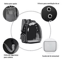 Mochila De Transporte Para Gatos Con Cápsula De Burbujas Transparente Amarilla