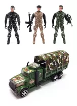 3 Boneco Soldado Brinquedo E Caminhão Camuflado Militar