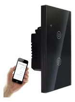 Apagador Inteligente Wifi Touch 2 Botones Negro Alexa/google