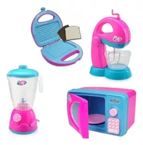 Kit Cozinha Infantil 4 Brinquedos Microondas Batedeira