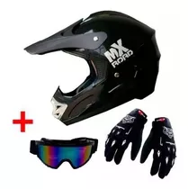 Casco Motocross H5 Mx Road + Antiparras + Guantes Fas Motos