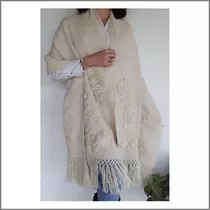 Pashmina De Llama Tejida En Telar Bordada A Mano 210x60 Cm