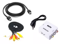 Convertidor Adaptador Hdmi A Rca+cables Video Full Hd 1080p 