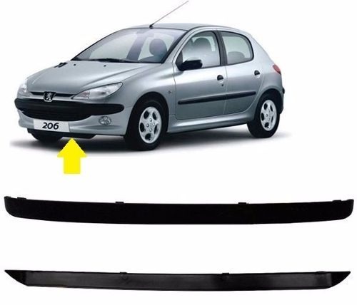 Moldura Saia Bigode Spoiler Parachoque Peugeot 206 1998 2003