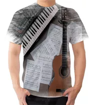 Camiseta Camisa Piano Teclado Violão Notas Musicais