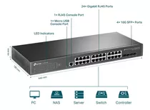 Switch Tp Link 24 Puertos Gigabit Y 4 Sfp+ De 10gbps L2+