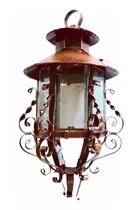 Farol Colgante Rustico Lámina  Acero 34 X 20cm Vidrio Claro